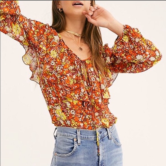 Free People Floral Bodysuit size Medium - Picture 4 of 5